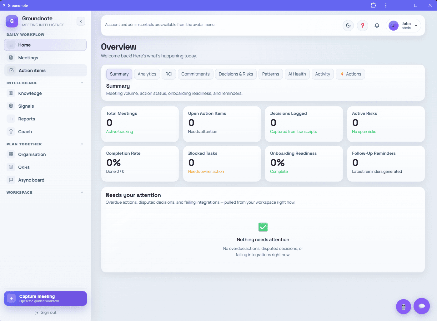 Groundnote - Meeting Intelligence for Verified Decisions & Follow-Through